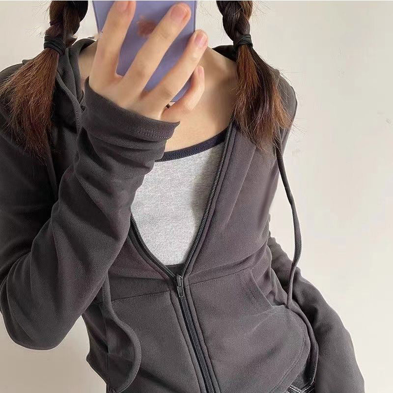 Damen modischer Kapuzenpullover mit praktischem Reißverschluss Drune