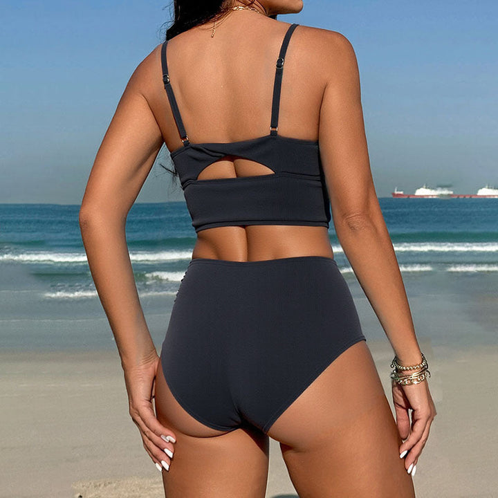 Damen Hochtailliertes Bikini-Set mit elegantem Crop-Top Drune