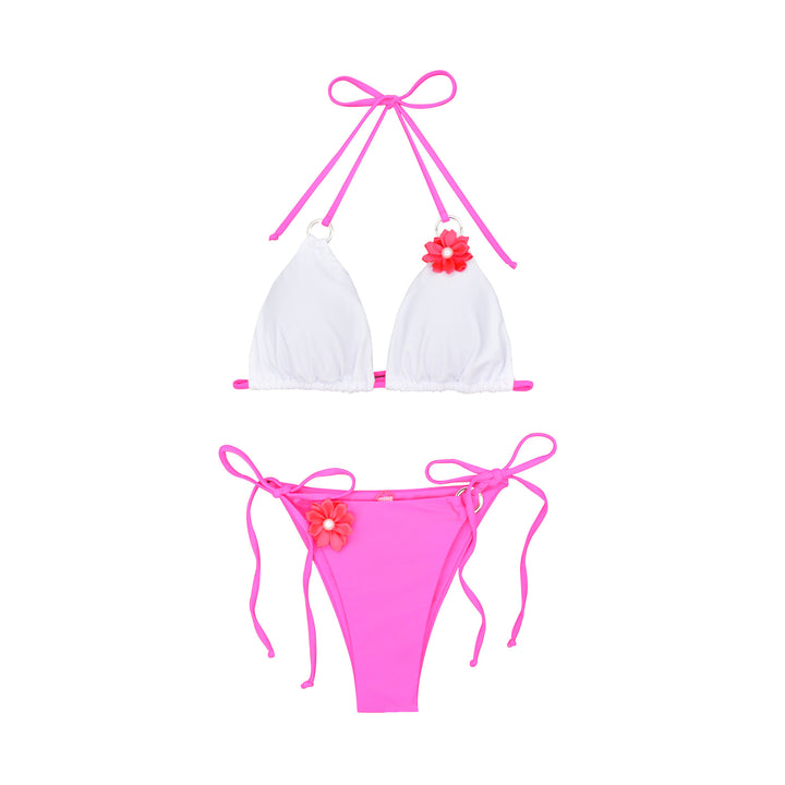 Damen Bikini mit verspieltem Blütenmotiv und verstellbaren Trägern Drune