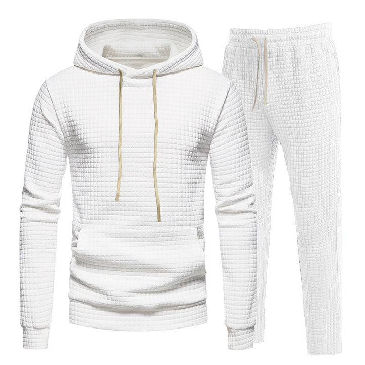 Herren lässiges Freizeit-Hoodie-Set mit strukturierter Oberfläche und elastischem Bund Drune