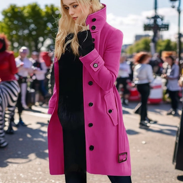 Damen eleganter Trenchcoat mit hohem Kragen Drune