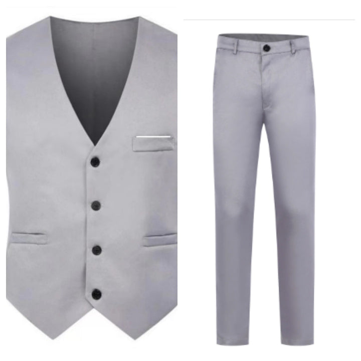Herren nan elegante Satinweste mit V-Ausschnitt und schmal geschnittene Anzughose Drune
