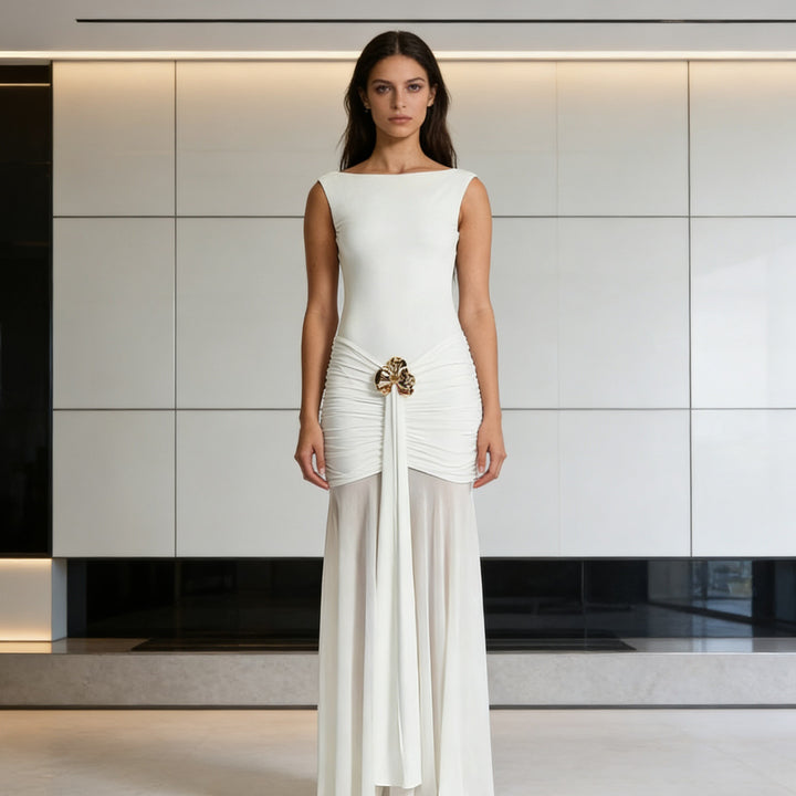 Damen Bodycon Abendkleid mit dekorativem Schößchen Drune