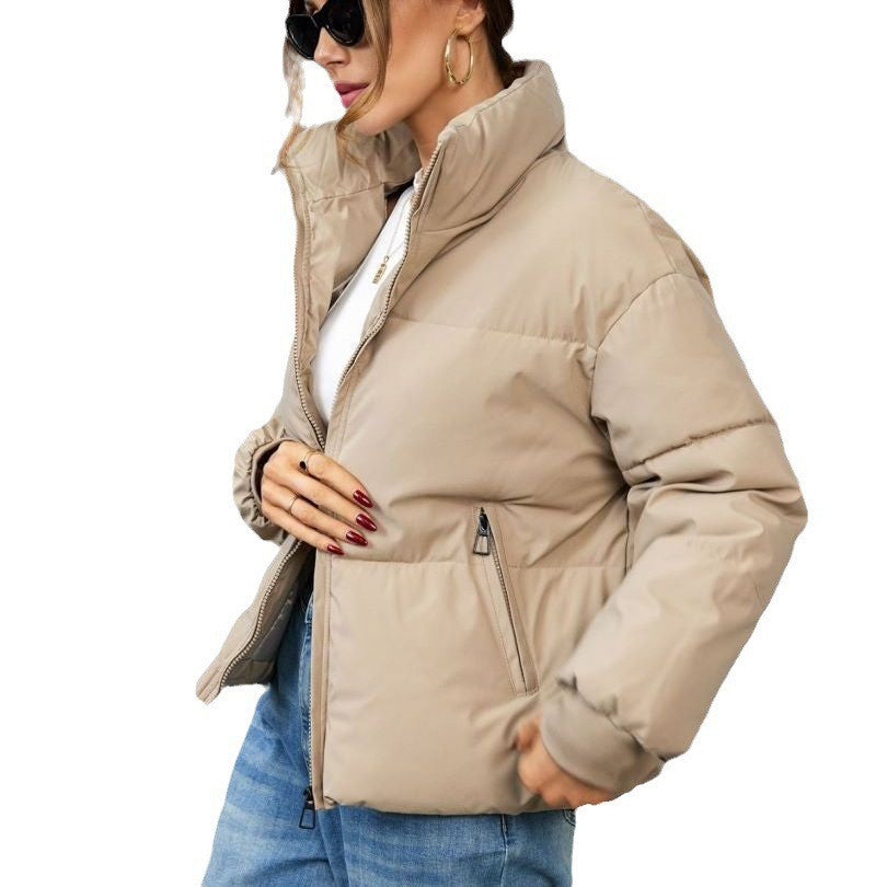 Damen gesteppte Winterjacke im sportlichen Design mit hohem Kragen Drune