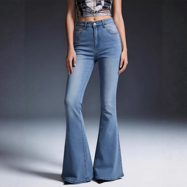 Damen nan hochtaillierte Schlagjeans mit figurformender Passform und weitem ausgestelltem Bein Drune