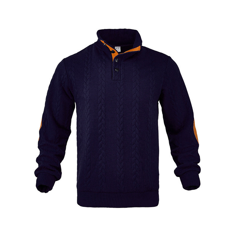 Herren modischer Strickpullover mit Stehkragen und kontrastierenden Akzenten Drune