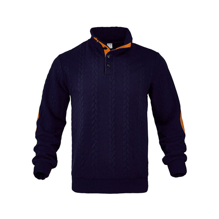 Herren modischer Strickpullover mit Stehkragen und kontrastierenden Akzenten Drune