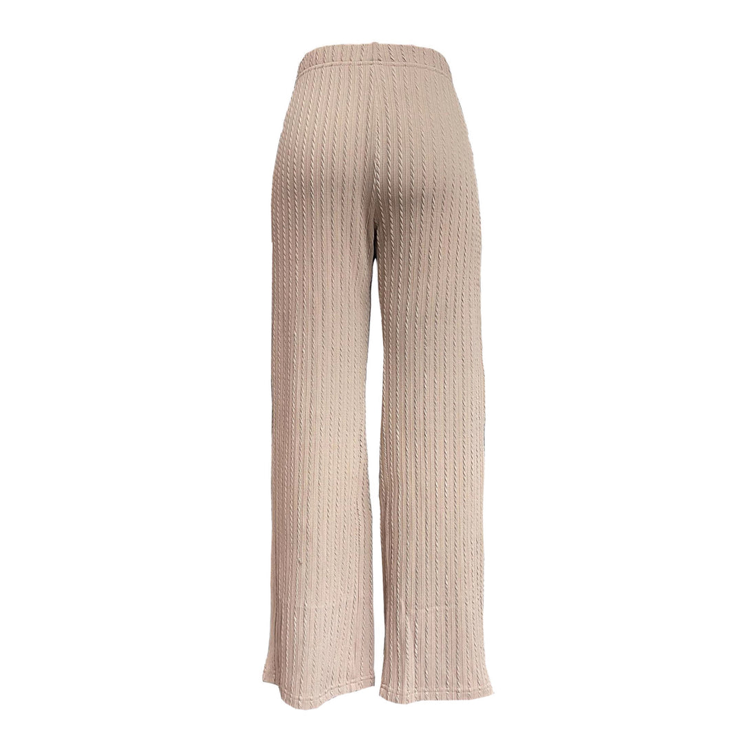 Damen weite Rippstrick-Hose mit hohem Bund und seitlichen Eingrifftaschen Drune
