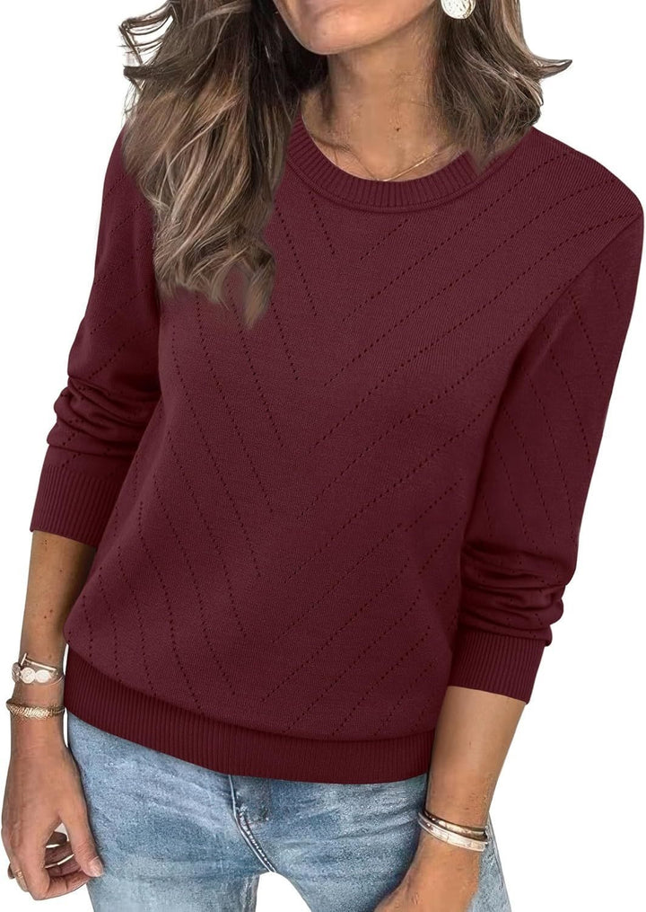 Damen Modischer Pullover mit strukturiertem Zickzack-Muster und lässigem Schnitt Drune