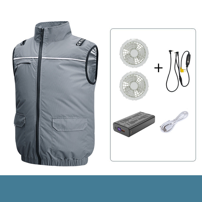 Unisex nan leichte kühlende Arbeitsweste mit integrierten Ventilatoren und externem Akku Drune