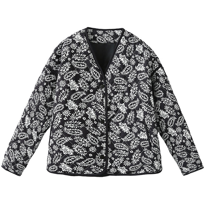 Damen gesteppte Herbstjacke mit einzigartigem floralen Muster und praktischen Taschen Drune