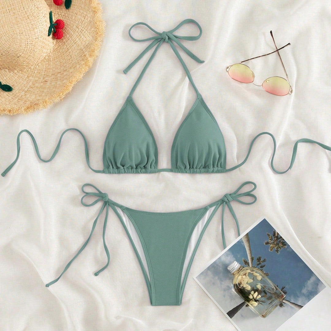 Damen Triangel-Bikini mit verstellbaren Bindebändern und hoher Beinausschnitt Drune