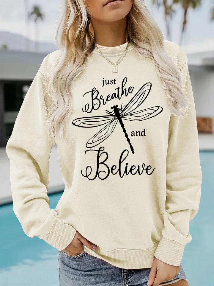Damen Sweatshirt mit inspirierendem Drachenfliegen-Motiv und lässigem Schnitt Drune