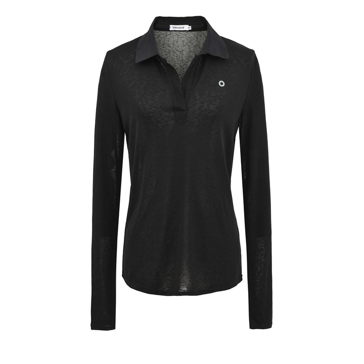 Damen Langarm-Polohemd mit modernem Kragen und hochqualitativem Materialmix Drune