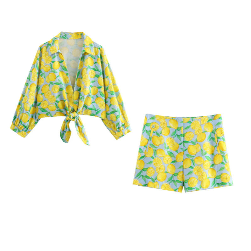 Damen Shorts mit frischem Zitronenprint und eleganter Passform Drune