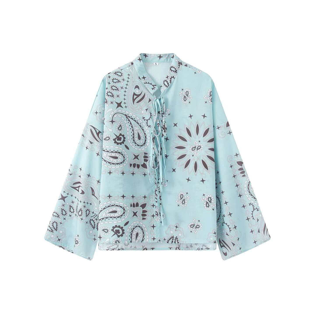 Damen nan weit geschnittene Palazzo-Hose mit Paisley-Print und elastischem Bund Drune