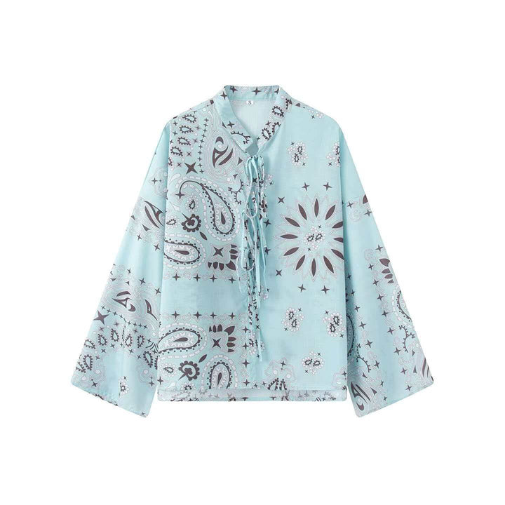 Damen nan weit geschnittene Palazzo-Hose mit Paisley-Print und elastischem Bund Drune