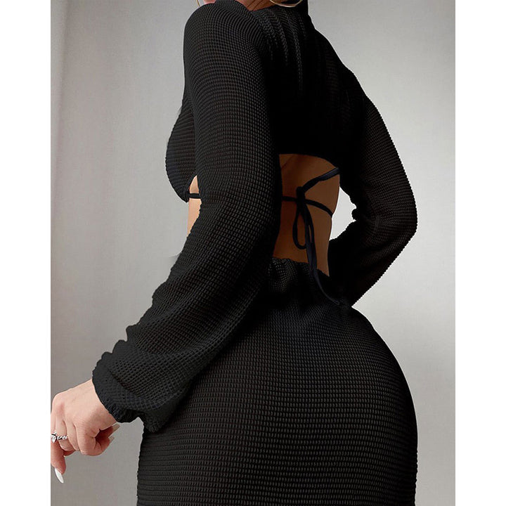 Damen Cut-Out Minikleid mit langen Ärmeln und Ringdetail Drune