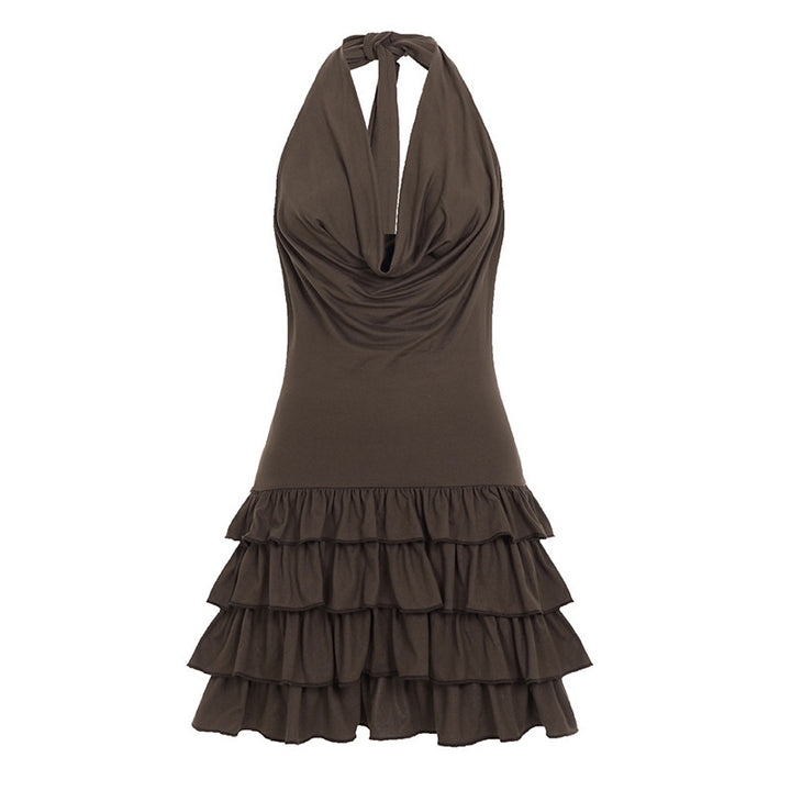Damen Trägerkleid mit voluminösem Rüschensaum und eleganter Drahtführung Drune