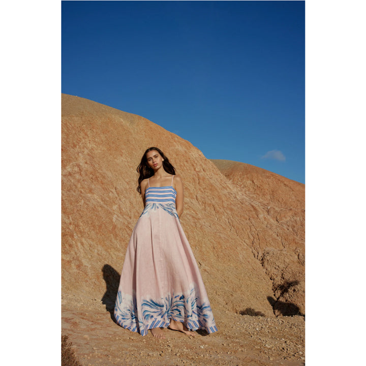 Damen Maxikleid mit dezenten Farbverlauf und floralem Muster Drune
