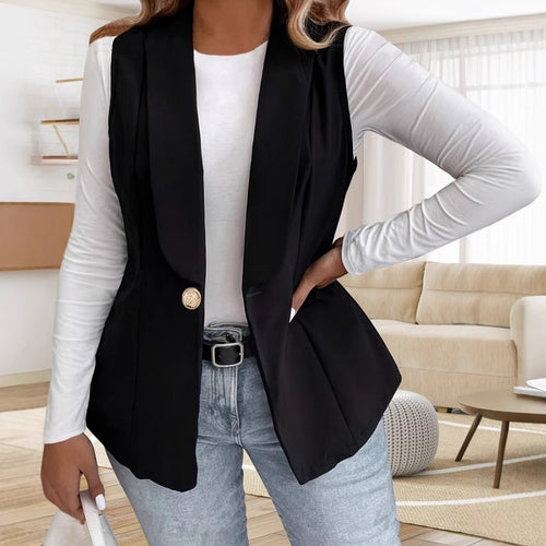 Damen Elegante Blazerjacke mit tailliertem Schnitt und dekorativem Knopf Drune