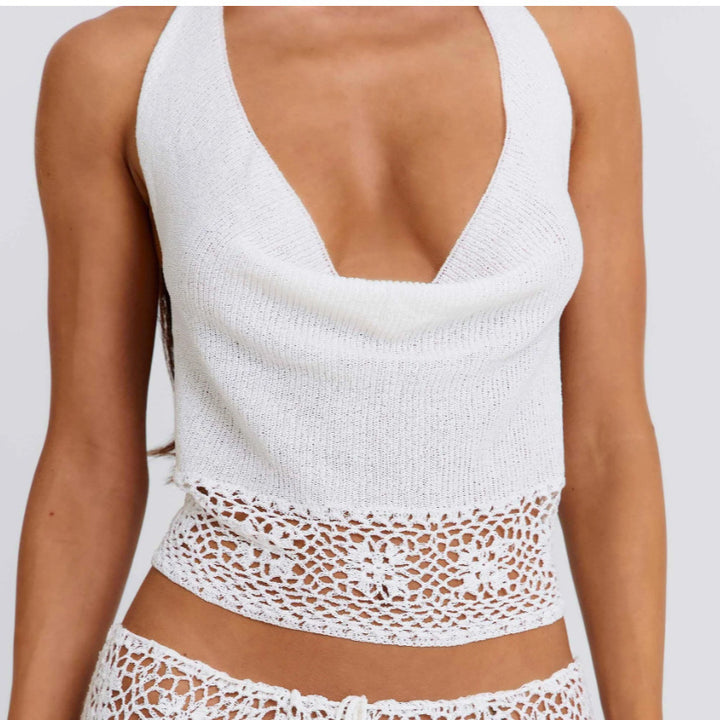 Damen luftiges Stricktop und Maxikleid Set Drune