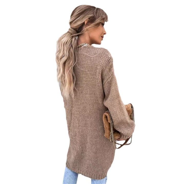 Damen lange Strickjacke mit lässigem Schnitt und weichen Texturen Drune