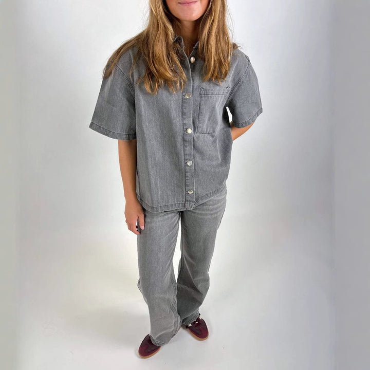 Damen Denim-Hemdjacke im lässigen Oversized-Schnitt Drune