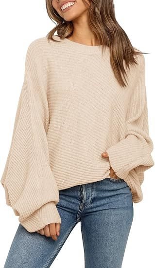 Damen Bequemer oversized Strickpullover mit weit geschnittenen Ärmeln Drune