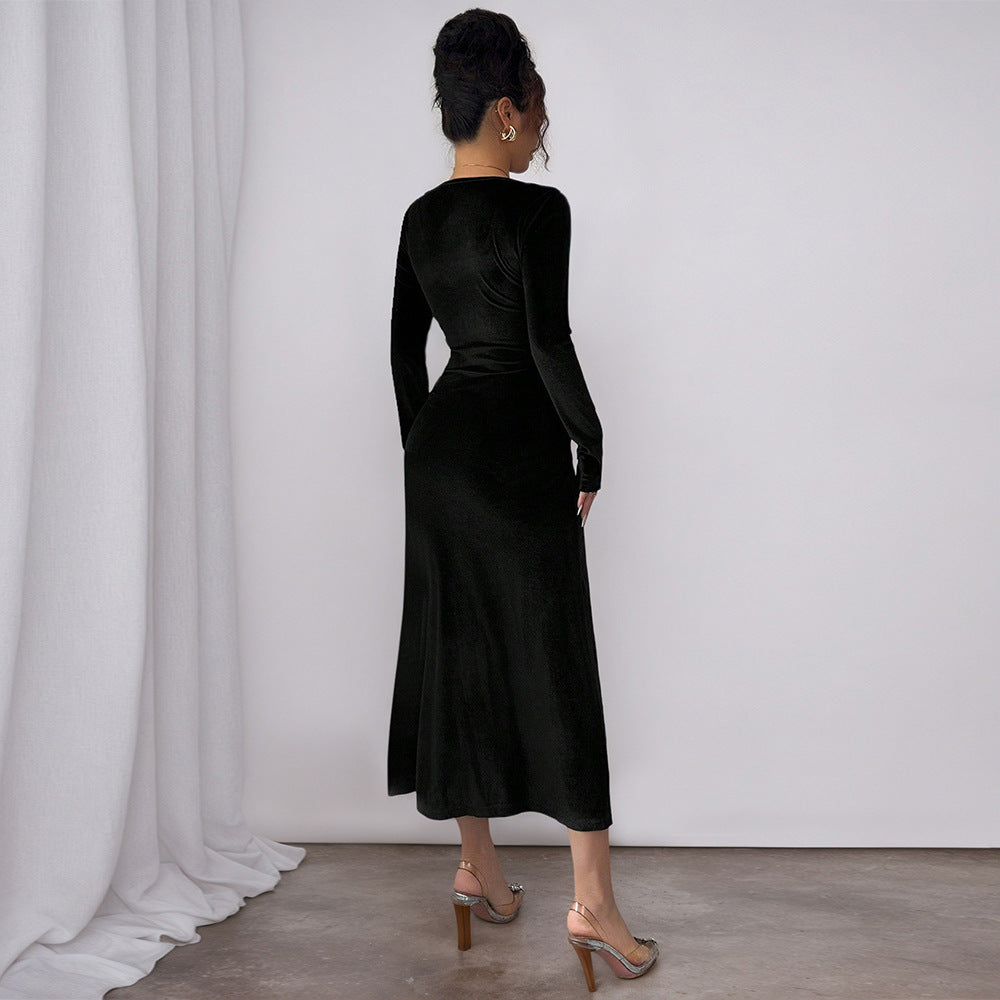 Damen Midi-Kleid mit elegantem Quadrat-Ausschnitt und raffinierten Rüschendetails Drune