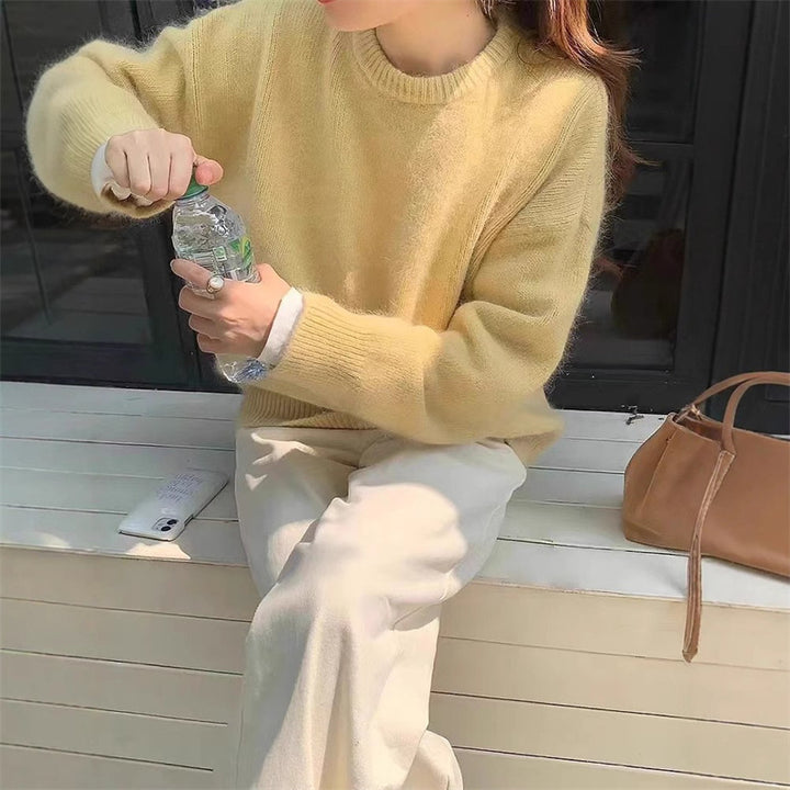 Damen lässiger Grobstrickpullover mit oversized Schnitt und weichen Ärmeln Drune