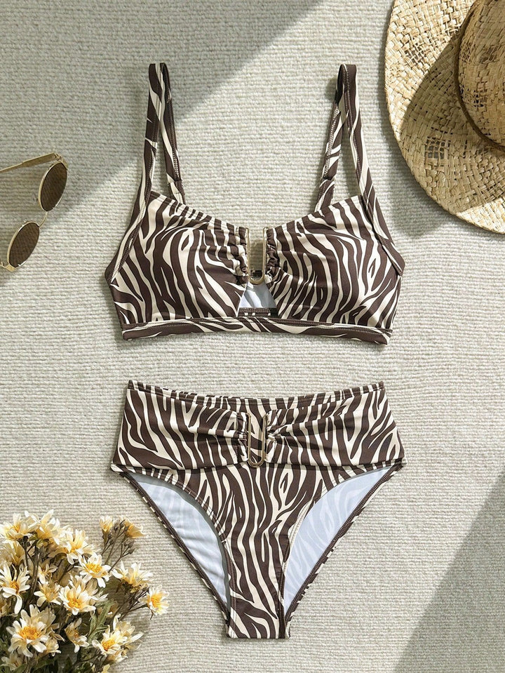 Damen Bikiniset mit modischem Verschluss und floralem Design Drune
