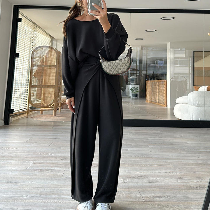 Damen Set mit elegantem Krepp-Design und weitem Schnitt Drune