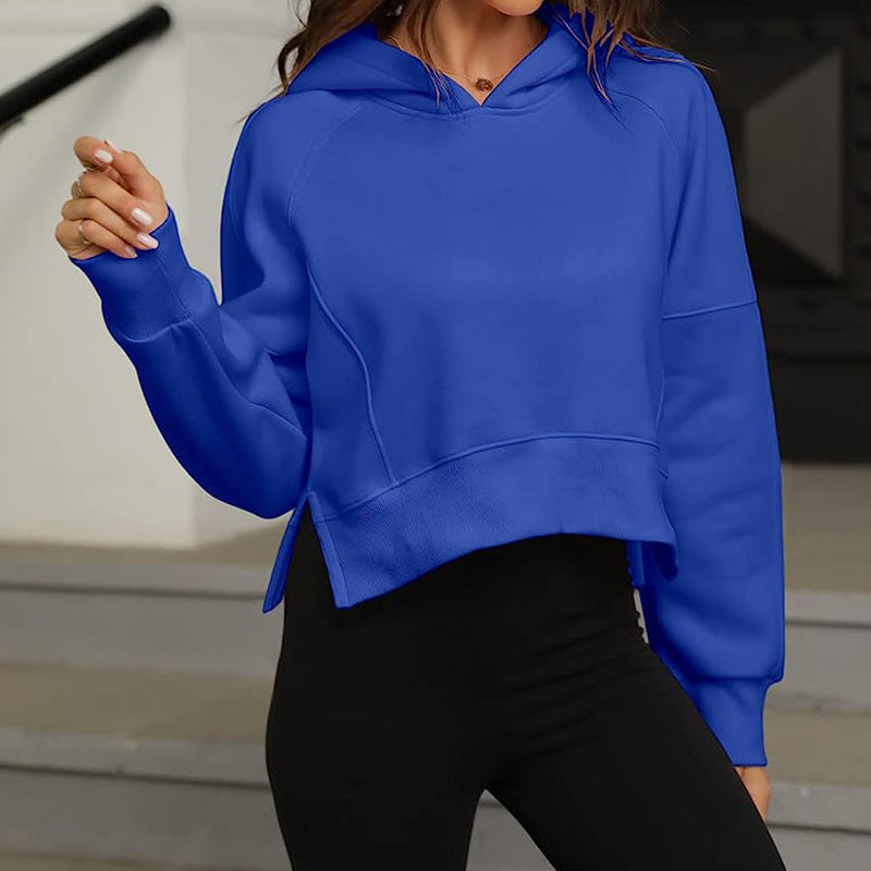 Damen lässiges Hoodie-Pullover mit seitlichen Schlitzen Drune