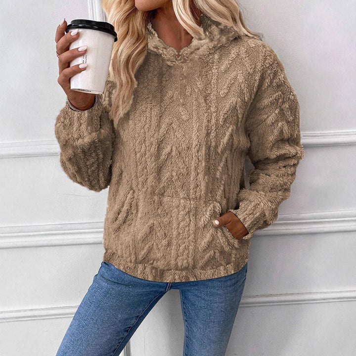 Damen Flauschiger Hoodie mit Kängurutasche Drune