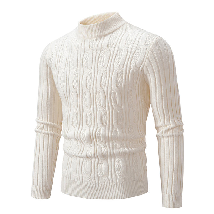 Herren Rollkragenpullover aus hochwertiger Baumwolle mit Zopfmuster Drune