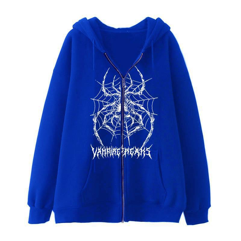 Damen Langarm Kapuzenjacke mit detailreichem Spinnenmotiv Drune