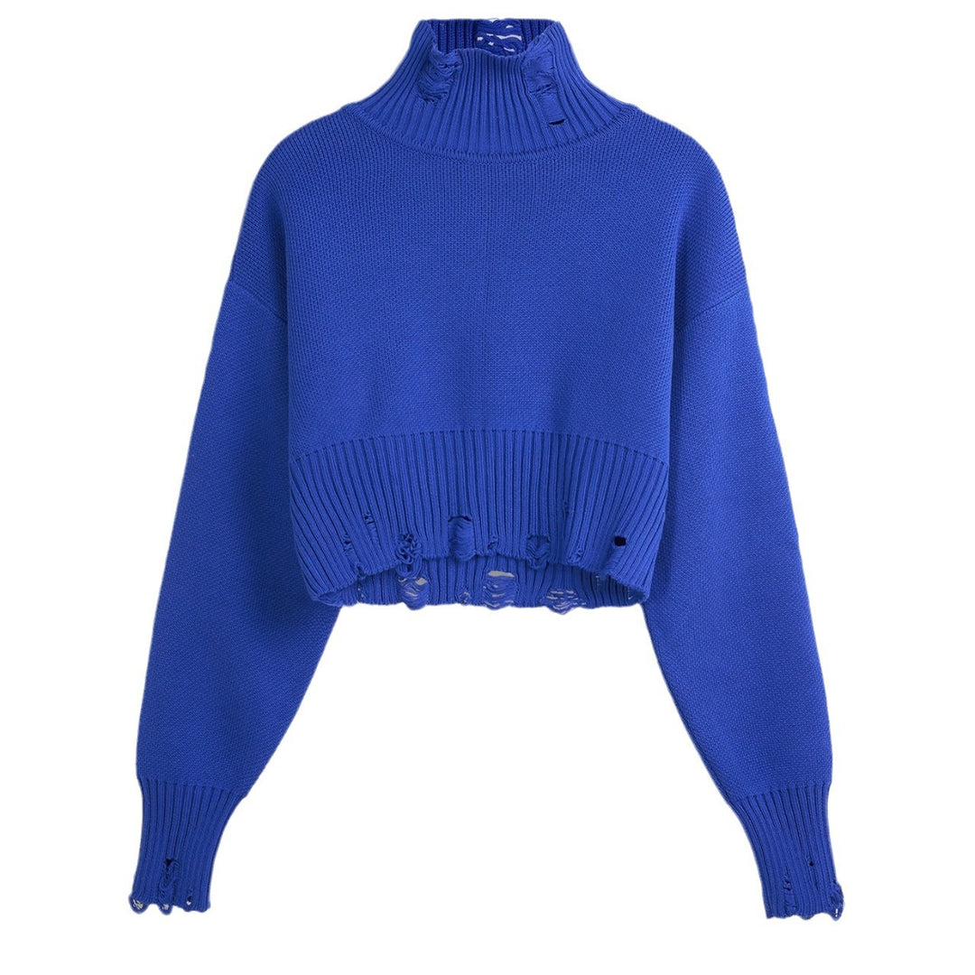 Damen trendiger Cropped Pullover mit modernem Rippdesign und verspielten Details Drune