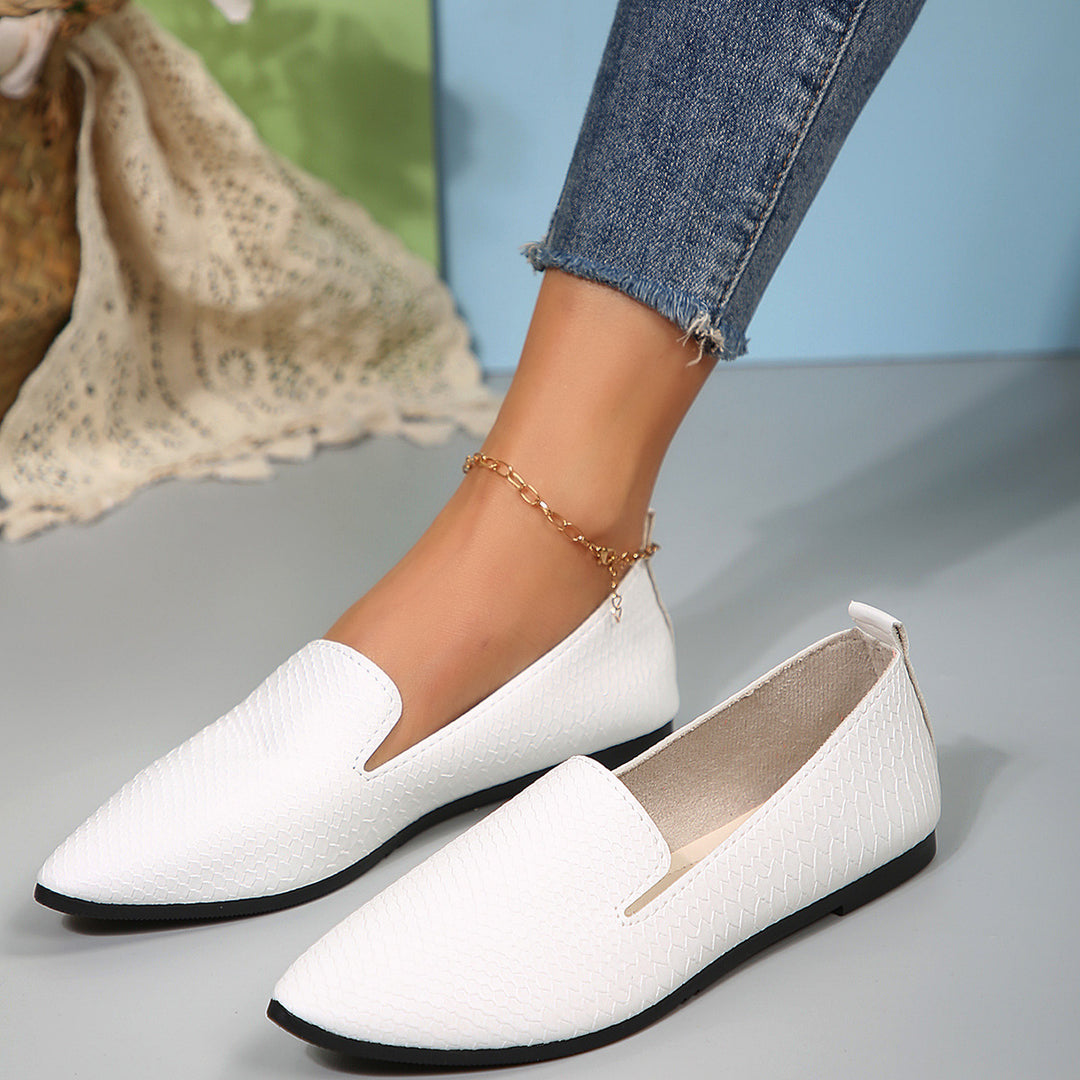 Damen nan flexible Keil‑Loafer mit Krokoprägung und spitzer Zehenpartie Drune