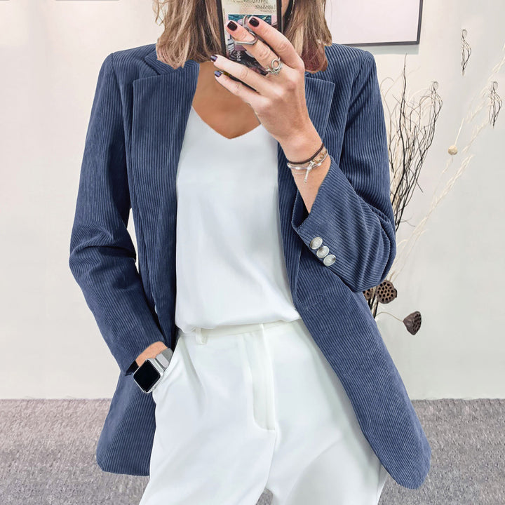 Damen Eleganter Blazer mit vertikalem Streifenmuster und schmaler Silhouette Drune