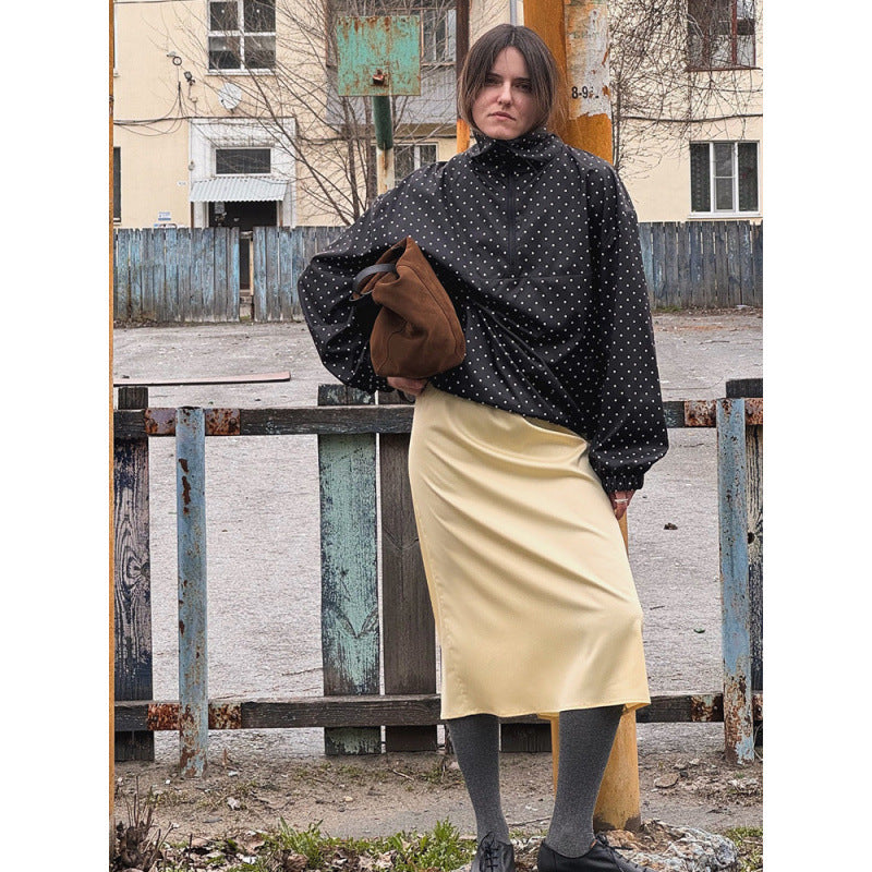 Damen modische Übersize Jacke mit Punkten Drune