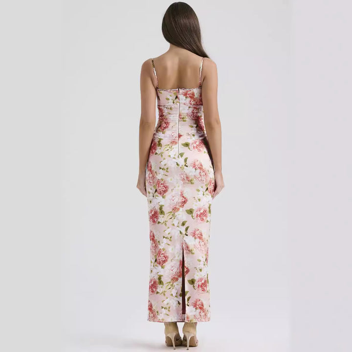 Damen Blumenkleid mit tailliertem Oberteil und schwingendem Saum Drune