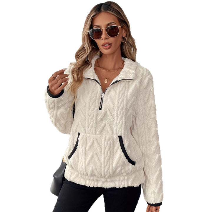 Damen Fleece-Pullover mit halbem Reißverschluss und praktischen Taschen Drune
