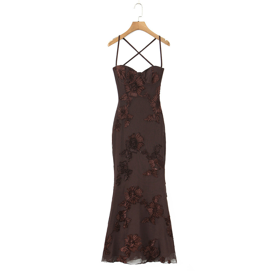 Damen Bodycon Kleid mit floralem Spitzenbesatz Drune