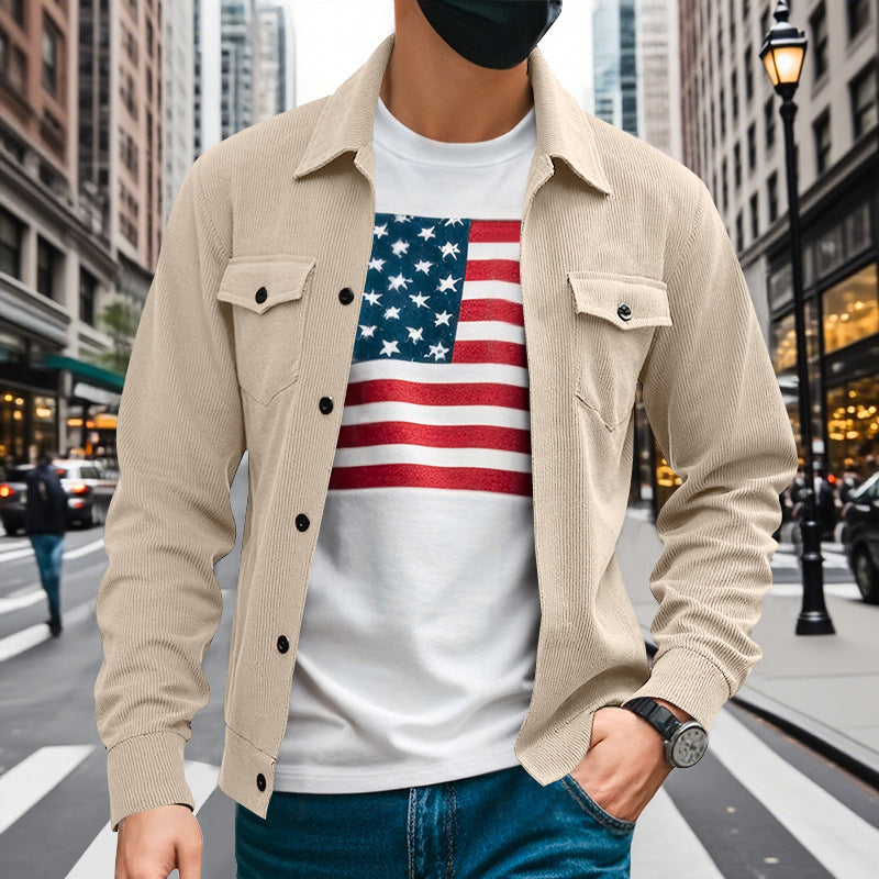 Herren lässige Oberhemdjacke mit funktionalen Taschen und strukturiertem Design Drune
