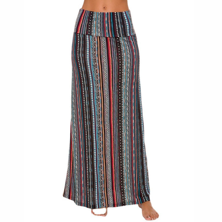 Damen nan Maxirock mit Elastikbund und Eingrifftaschen im Boho-Muster Drune