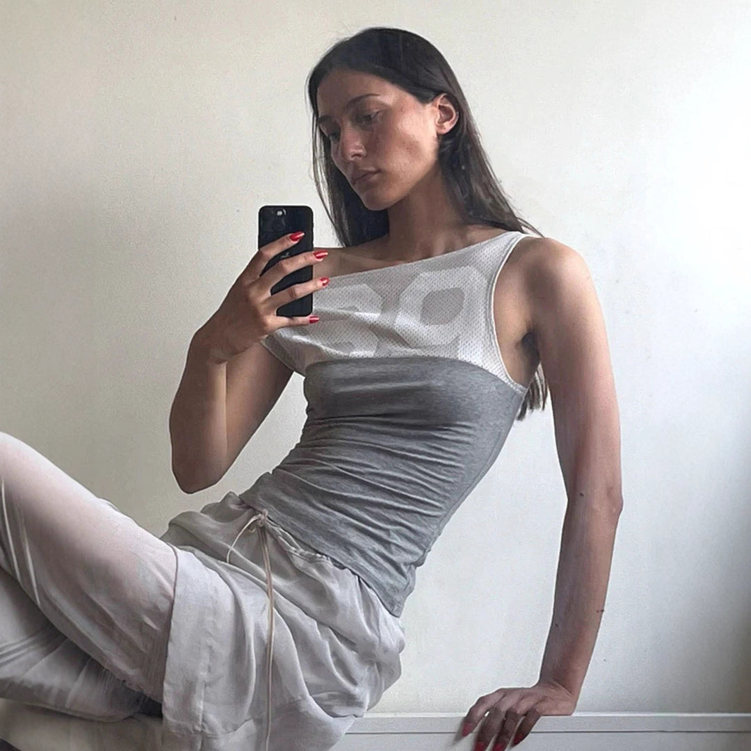 Damen Sporttop mit modischem Netzdesign und figurbetontem Schnitt Drune