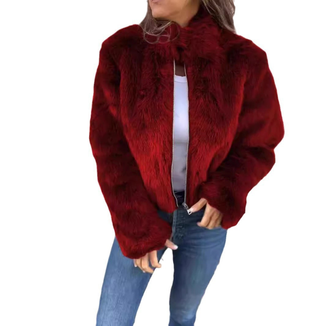 Damen Kuschelige Fleecejacke mit hohem Kragen Drune