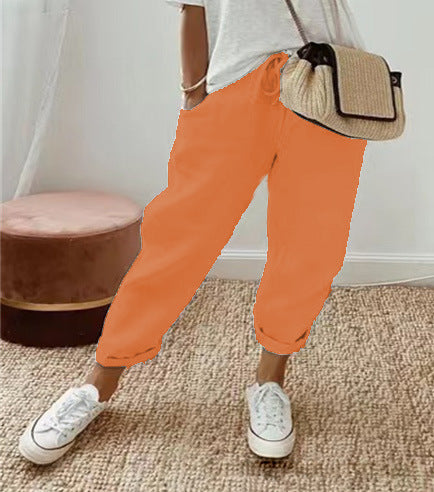 Damen lässige Leinenhose mit körpernaher Passform und praktischen Taschen Drune