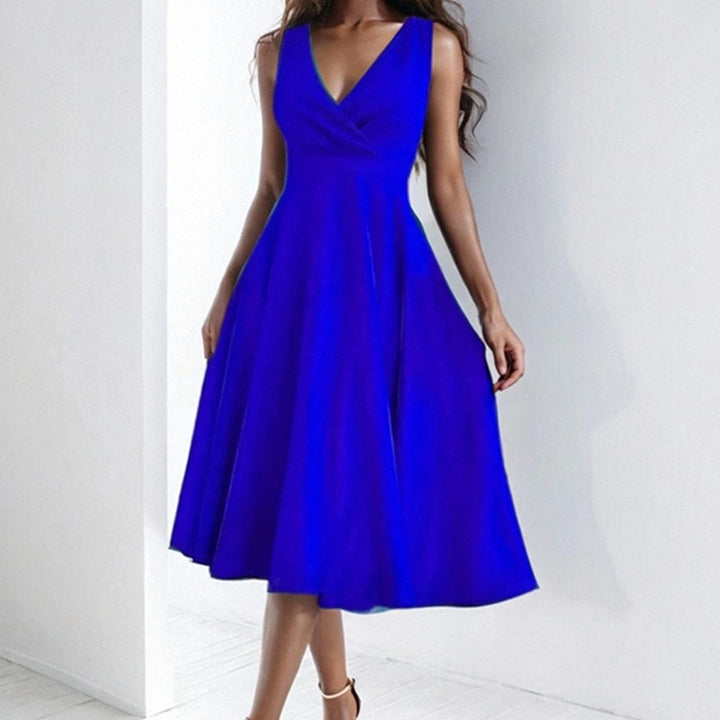Damen elegantes und luftiges Kleid mit V-Ausschnitt Drune